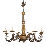 A large and impressive Italian turned and carved wood and metal mounted...  A large and impressive