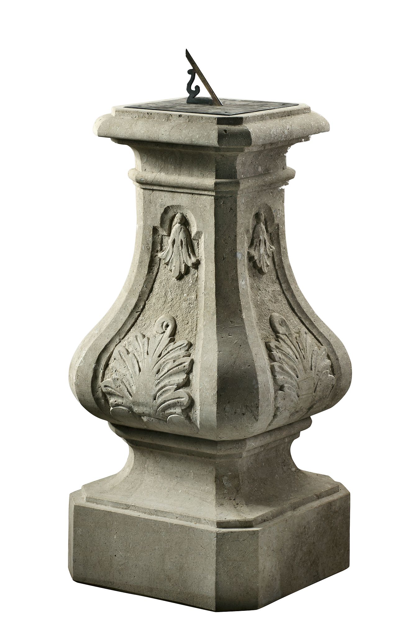 A Continental carved grey stone and bronze mounted sundial, early 20th century  A Continental carved - Image 2 of 3