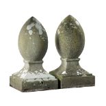 A pair of large carved Bourgogne stone stylised acorn finials, 19th century  A pair of large