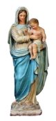 A polychrome painted terracotta group of the Madonna and Child  A polychrome painted terracotta