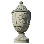 A French carved limestone urn in 18th century style  A French carved limestone urn in 18th century