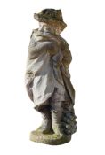 A sculpted limestone model of a boy allegorical of winter , 19th century  A sculpted limestone model