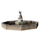 A Continental spelter figural fountain group  A Continental spelter figural fountain group, set