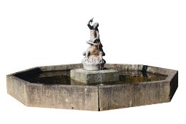 A Continental spelter figural fountain group  A Continental spelter figural fountain group, set