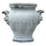 A French emaille enamel decorated twin handled urn, late 19th century  A French  emaille   enamel