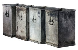 A set of four Continental sheet iron planters, early 20th century  A set of four Continental sheet