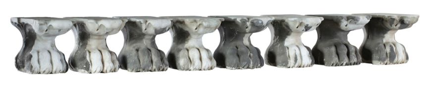 A set of eight sculpted marble hairy paw feet or supports, 20th century A set of eight sculpted