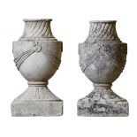 A pair of French carved limestone urn finials, early 19th century  A pair of French carved limestone