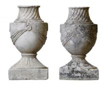 A pair of French carved limestone urn finials, early 19th century  A pair of French carved limestone