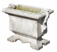 A carved white marble jardiniere, 19th century, of rectangular section  A carved white marble