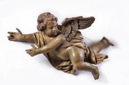 A northern European carved and decorated wood model of an angel, circa 1700  A northern European