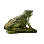 A substantial Continental sculpted limestone model of a frog on a plinth  A substantial