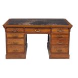 A late Victorian oak pedestal desk , circa 1890  A late Victorian oak pedestal desk  , circa 1890,