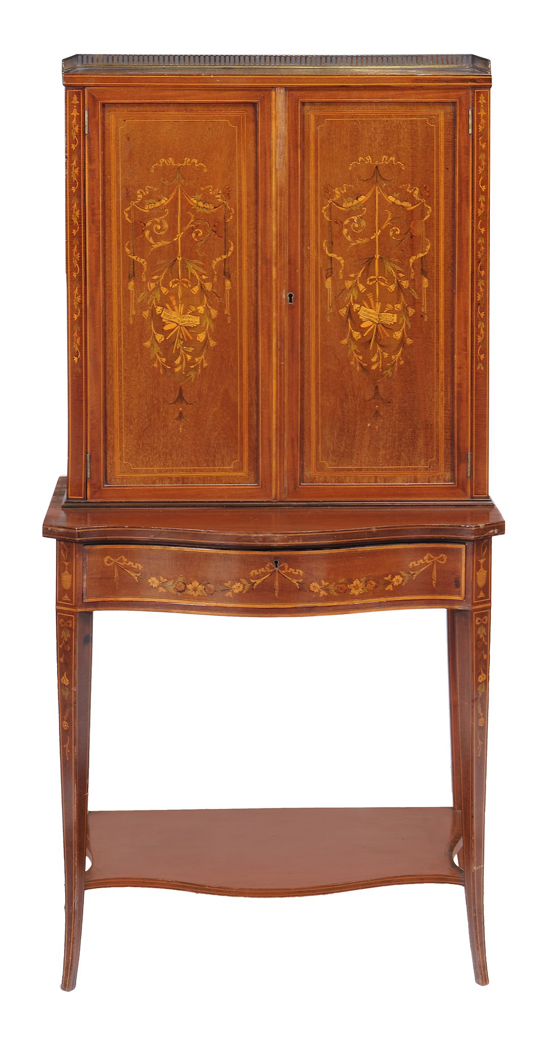 An Edwardian mahogany and inlaid side cabinet, circa 1910  An Edwardian mahogany and inlaid side