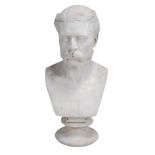 Henry Hugh Armstead RA , a Victorian sculpted white marble bust of a gentleman  Henry Hugh