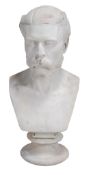 Henry Hugh Armstead RA , a Victorian sculpted white marble bust of a gentleman  Henry Hugh