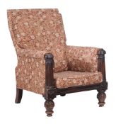 A William IV mahogany and upholstered library armchair, circa 1835  A William IV mahogany and