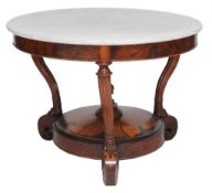 A William IV walnut and marble mounted centre table , circa 1835  A William IV walnut and marble