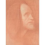 Circle of Henri-Joseph Castaing (1816-1918) - Head study of a man wearing a hooded cloak Red chalk