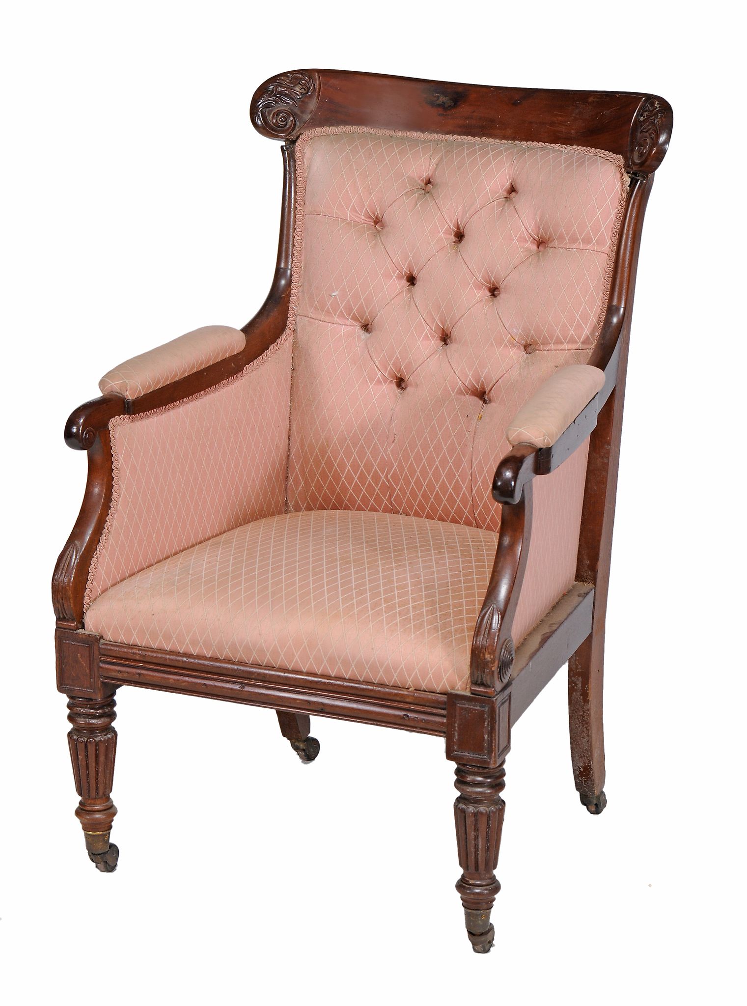 A William IV mahogany upholstered armchair, circa 1835  A William IV mahogany upholstered armchair,