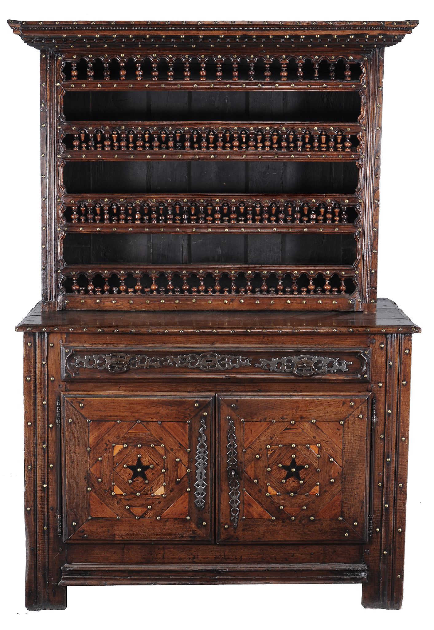 An oak and walnut dresser , possibly Iberian, 18th century  An oak and walnut dresser  ,
