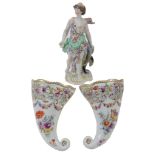 A pair of Dresden porcelain pierced wall pockets, circa 1900, 19  A pair of Dresden porcelain