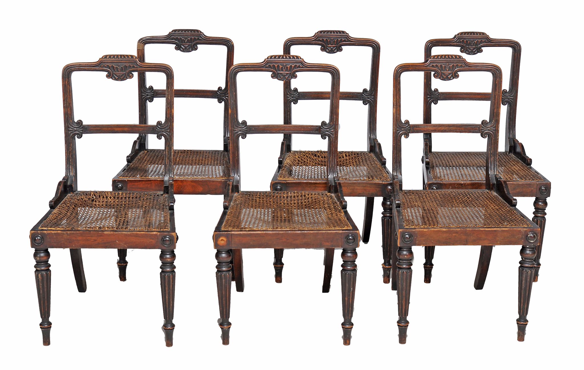 A set of simulated rosewood dining chairs, circa 1815  A set of simulated rosewood dining