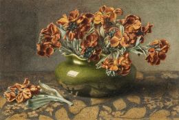 Ella Worrall (1863-1946) - Still life of wallflowers Watercolour and body white Signed and dated