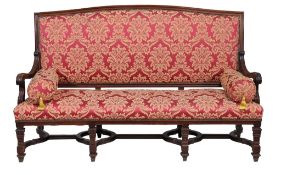 A Continental walnut upholstered sofa, last quarter 19th century  A Continental walnut upholstered