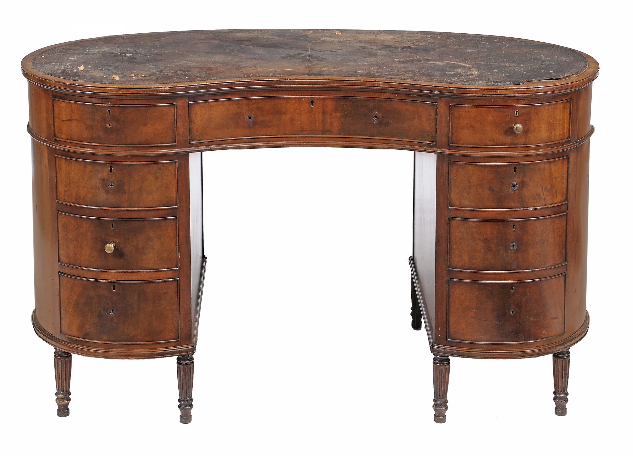 A Howard and Sons mahogany kidney desk, circa 1900  A Howard and Sons mahogany kidney desk,