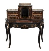 A Victorian ebonised and inlaid bonheur du jour, circa 1870  A Victorian ebonised and inlaid bonheur