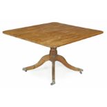 A Regency mahogany tilt top breakfast table, circa 1815, rectangular top with reeded edge,