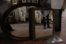 A mahogany framed oval mirror and a gilt rectangular mirror (2)  Best Bid