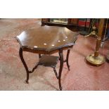 An Edwardian mahogany centre table with a scalloped top 84cm diameter, a burr walnut and walnut