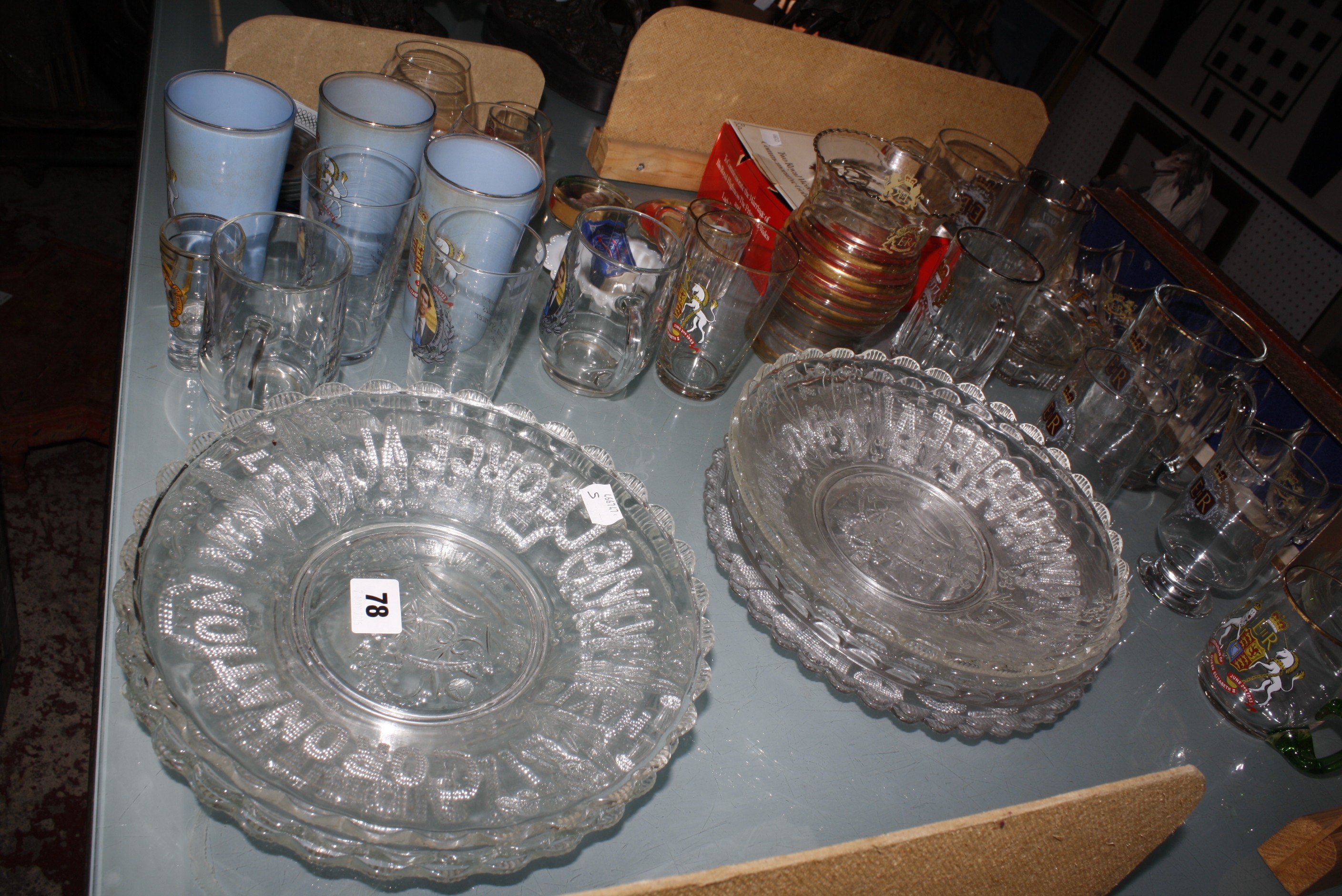 A quantity of Royal commemorative glassware, to include plates, mugs, tumblers etc