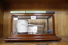 A James Weir of Glasgow barograph in mahogany case, with recorder charts
