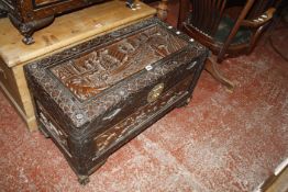 A carved Oriental trunk and another similiar   Best Bid