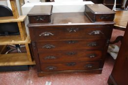 A Continental chest with four long drawers100cm wide and a moulded shaped mirror (New England, USA)