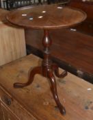 A mahogany tripod table, 18th century, and later, with tray top 58cm high, 48cm wide