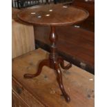 A mahogany tripod table, 18th century, and later, with tray top 58cm high, 48cm wide