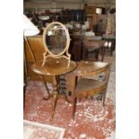 A George III mahogany corner washstand, George III style circular table, and a 19th century dressing