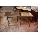 An Edwardian mahogany and crossbanded games table together with a further folding example   Best