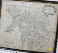 Robert Morden (fl.1668-1703) 'North Wales' Map  Hand coloured engraving 36.5cm x 44cm