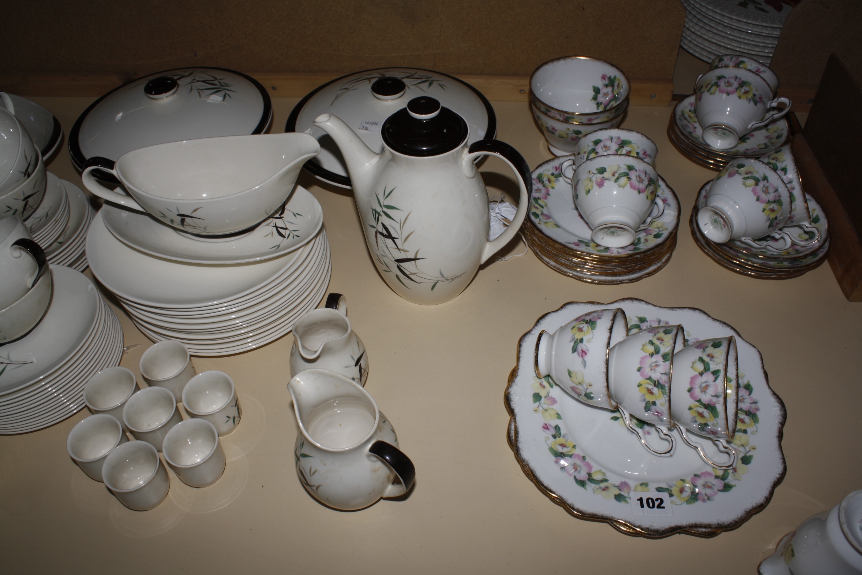 Royal Doulton 'Bamboo' part dinner and tea service and a Royal Stafford 'Syringa' part tea service