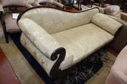 A late Regency rosewood floral carved scroll end sofa 190cm length