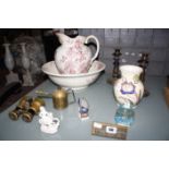 A miscellaneous collection to include a Royal Copenhagen Blue Tit, a Honiton vase, glass