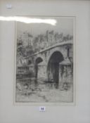 Hedley Fitton (1857-1929)  Pont Marie, Paris Etching Signed in pencil to the margin  46cm x 31cm