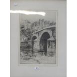 Hedley Fitton (1857-1929)  Pont Marie, Paris Etching Signed in pencil to the margin  46cm x 31cm