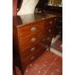 A 19th Century mahogany chest with two short and three long drawers on outswept feet 110cm wide