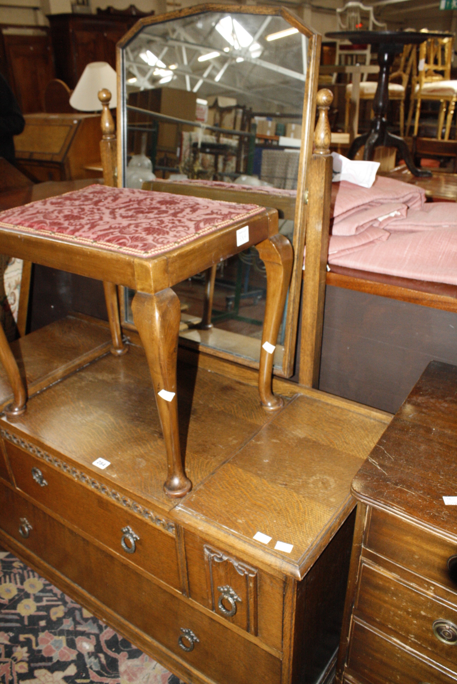 A mixed lot to include a Regency style mahogany table yewwood sideboard, chest of drawers, oak - Image 2 of 5